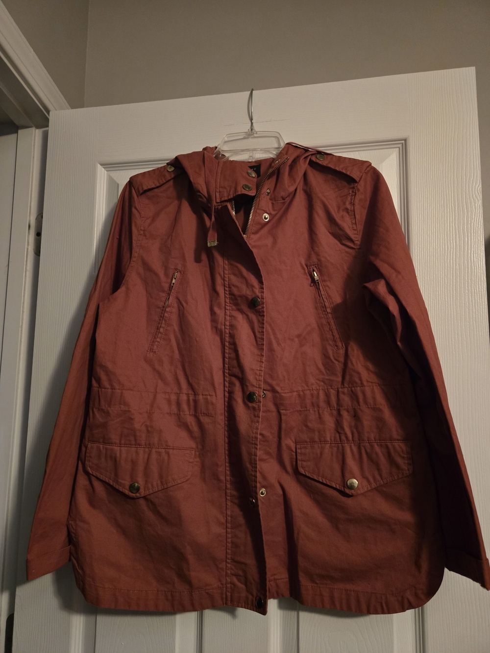 Women's Lightweight Hooded Anorak Jacket - Rust